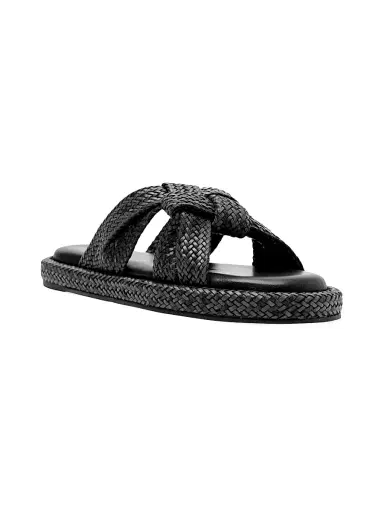 Schutz Women's Kali Braided Flat Sandals - Black | Thumbnail 2 Schutz Women's Kali Braided Flat Sandals - Black | Thumbnail 2