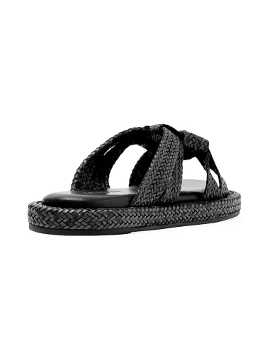 Schutz Women's Kali Braided Flat Sandals - Black | Thumbnail 3 Schutz Women's Kali Braided Flat Sandals - Black | Thumbnail 3