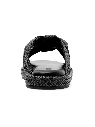 Schutz Women's Kali Braided Flat Sandals - Black | Thumbnail 4 Schutz Women's Kali Braided Flat Sandals - Black | Thumbnail 4