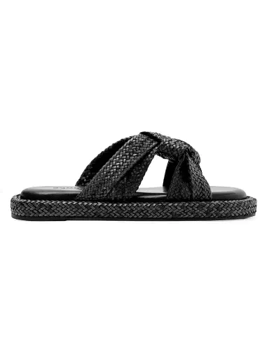 Schutz Women's Kali Braided Flat Sandals - Black | Thumbnail 1 Schutz Women's Kali Braided Flat Sandals - Black | Thumbnail 1
