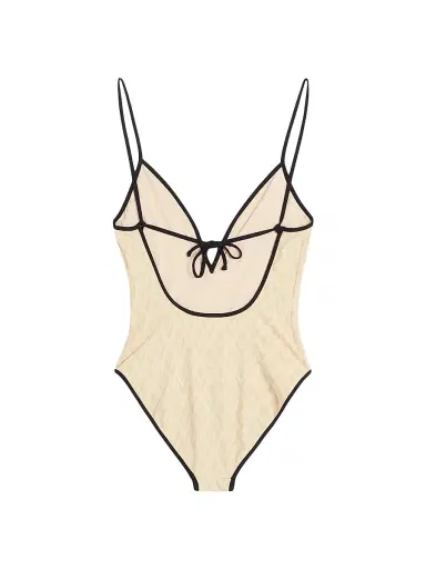 Valentino Garavani Women's Toute La V Jacquard Swimsuit - Birch | Thumbnail 2 Valentino Garavani Women's Toute La V Jacquard Swimsuit - Birch | Thumbnail 2