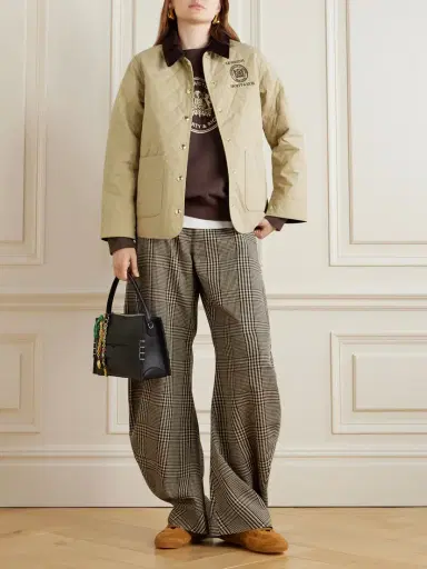Sporty & Rich + Le Bristol Paris Crest Seal Corduroy-trimmed Embroidered Quilted Cotton-canvas Jacket | Thumbnail 2 Sporty & Rich + Le Bristol Paris Crest Seal Corduroy-trimmed Embroidered Quilted Cotton-canvas Jacket | Thumbnail 2