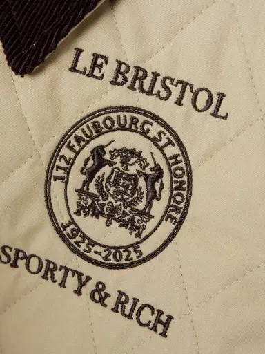 Sporty & Rich + Le Bristol Paris Crest Seal Corduroy-trimmed Embroidered Quilted Cotton-canvas Jacket | Thumbnail 5 Sporty & Rich + Le Bristol Paris Crest Seal Corduroy-trimmed Embroidered Quilted Cotton-canvas Jacket | Thumbnail 5