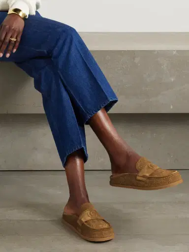 Gucci Celia Debossed Suede Mules | Thumbnail 2 Gucci Celia Debossed Suede Mules | Thumbnail 2