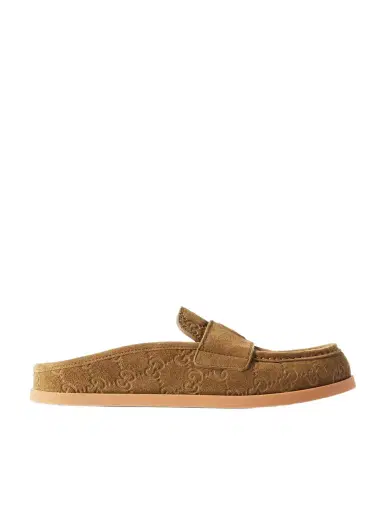 Gucci Celia Debossed Suede Mules | Thumbnail 1 Gucci Celia Debossed Suede Mules | Thumbnail 1