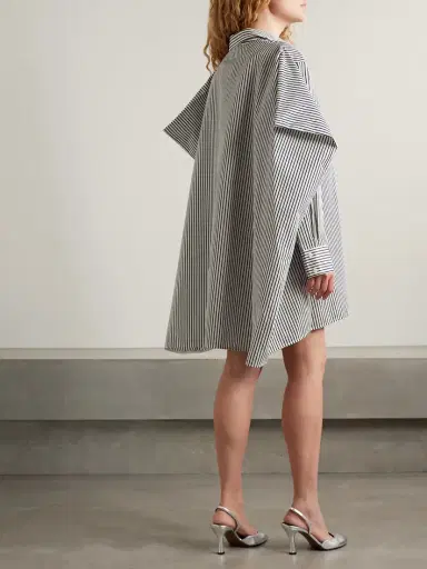 Proenza Schouler Isla Cape-effect Striped Cotton And Silk-blend Poplin Mini Shirt Dress | Thumbnail 3 Proenza Schouler Isla Cape-effect Striped Cotton And Silk-blend Poplin Mini Shirt Dress | Thumbnail 3