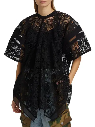 3.1 Phillip Lim Women's Embroidered Lace Blouson Top - Black Multi | Thumbnail 3 3.1 Phillip Lim Women's Embroidered Lace Blouson Top - Black Multi | Thumbnail 3