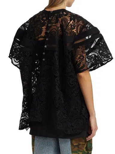 3.1 Phillip Lim Women's Embroidered Lace Blouson Top - Black Multi | Thumbnail 5 3.1 Phillip Lim Women's Embroidered Lace Blouson Top - Black Multi | Thumbnail 5