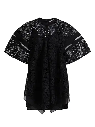3.1 Phillip Lim Women's Embroidered Lace Blouson Top - Black Multi | Thumbnail 1 3.1 Phillip Lim Women's Embroidered Lace Blouson Top - Black Multi | Thumbnail 1