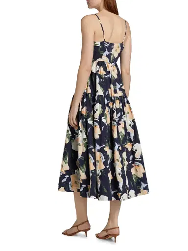 Tanya Taylor Women's Verona Floral Midi-Dress - Midnight Powder Blue Multi | Thumbnail 5 Tanya Taylor Women's Verona Floral Midi-Dress - Midnight Powder Blue Multi | Thumbnail 5