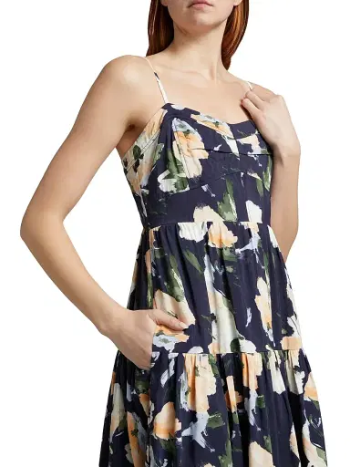 Tanya Taylor Women's Verona Floral Midi-Dress - Midnight Powder Blue Multi | Thumbnail 6 Tanya Taylor Women's Verona Floral Midi-Dress - Midnight Powder Blue Multi | Thumbnail 6