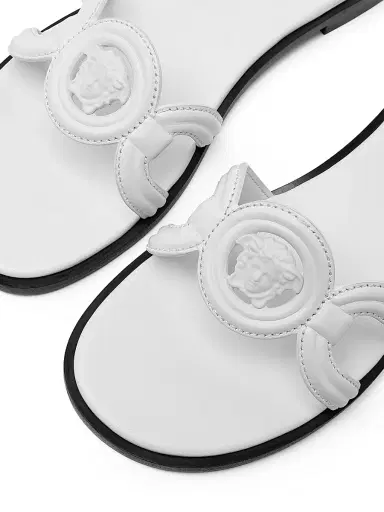 Versace Women's Medusa 95 Leather Sandals - Porcelain White | Thumbnail 3 Versace Women's Medusa 95 Leather Sandals - Porcelain White | Thumbnail 3
