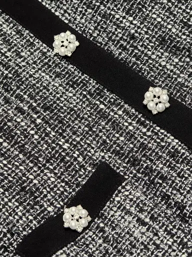 Teri Jon by Rickie Freeman Women's Metallic Tweed Short-Sleeve Dress - Black Silver | Thumbnail 7 Teri Jon by Rickie Freeman Women's Metallic Tweed Short-Sleeve Dress - Black Silver | Thumbnail 7