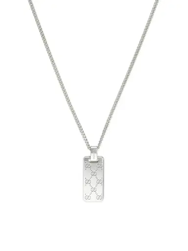 Gucci Men's Signature Sterling Silver Pendant Necklace - Silver | Thumbnail 2 Gucci Men's Signature Sterling Silver Pendant Necklace - Silver | Thumbnail 2