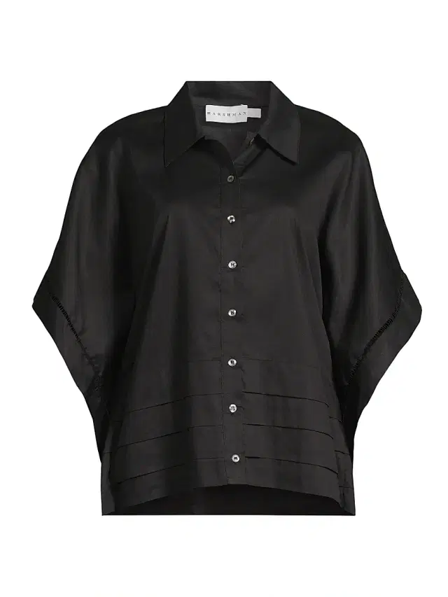 Women's Harpa Pleated Cotton Shirt - Black Women's Harpa Pleated Cotton Shirt - Black