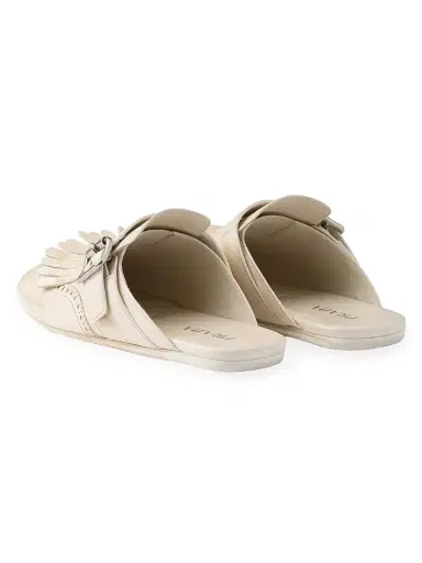 Prada Women's Shuffle Fringed Leather Mules - Beige Khaki | Thumbnail 4 Prada Women's Shuffle Fringed Leather Mules - Beige Khaki | Thumbnail 4