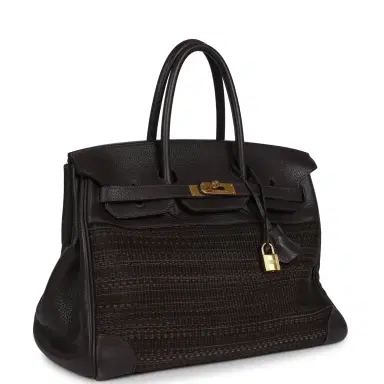 HERMÈS Pre-owned Hermes Birkin 35 Chocolate Clemence and Crinoline Gold Hardware | Thumbnail 2 HERMÈS Pre-owned Hermes Birkin 35 Chocolate Clemence and Crinoline Gold Hardware | Thumbnail 2