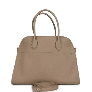 The Row The Row Soft Margaux 12 Bag Dark Taupe Calfskin Silver Hardware | Thumbnail 1 The Row The Row Soft Margaux 12 Bag Dark Taupe Calfskin Silver Hardware | Thumbnail 1