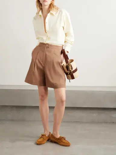 Max Mara Sultano Pleated Cotton-blend Poplin Shorts | Thumbnail 2 Max Mara Sultano Pleated Cotton-blend Poplin Shorts | Thumbnail 2