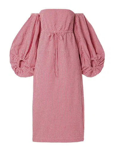 Rosie Assoulin Off-the-shoulder Gingham Cotton-seersucker Midi Dress | Thumbnail 1 Rosie Assoulin Off-the-shoulder Gingham Cotton-seersucker Midi Dress | Thumbnail 1