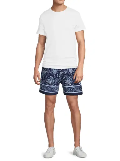 Ralph Lauren Purple Label Men's 5.5''Paisley-Print Terry Shorts - Maiori Choppa Border Print | Thumbnail 2 Ralph Lauren Purple Label Men's 5.5''Paisley-Print Terry Shorts - Maiori Choppa Border Print | Thumbnail 2