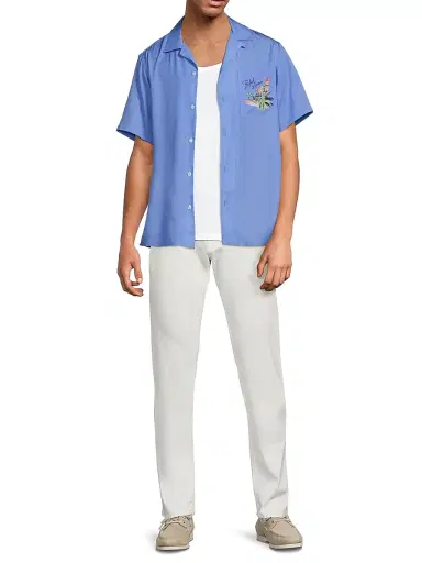 Ralph Lauren Purple Label Men's Capri Print Camp Collar Short-Sleeve Shirt | Thumbnail 2 Ralph Lauren Purple Label Men's Capri Print Camp Collar Short-Sleeve Shirt | Thumbnail 2