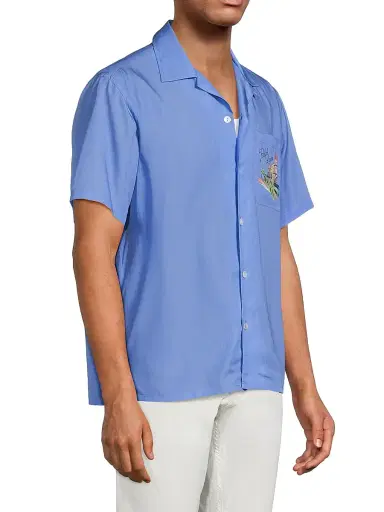 Ralph Lauren Purple Label Men's Capri Print Camp Collar Short-Sleeve Shirt | Thumbnail 4 Ralph Lauren Purple Label Men's Capri Print Camp Collar Short-Sleeve Shirt | Thumbnail 4