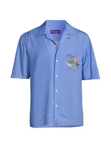 Ralph Lauren Purple Label Men's Capri Print Camp Collar Short-Sleeve Shirt | Thumbnail 1 Ralph Lauren Purple Label Men's Capri Print Camp Collar Short-Sleeve Shirt | Thumbnail 1