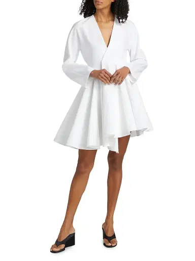 Alaïa Women's Asymmetrical Cotton Minidress - Blanc | Thumbnail 2 Alaïa Women's Asymmetrical Cotton Minidress - Blanc | Thumbnail 2