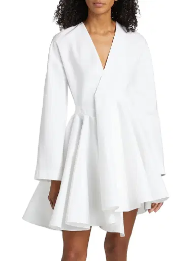 Alaïa Women's Asymmetrical Cotton Minidress - Blanc | Thumbnail 3 Alaïa Women's Asymmetrical Cotton Minidress - Blanc | Thumbnail 3
