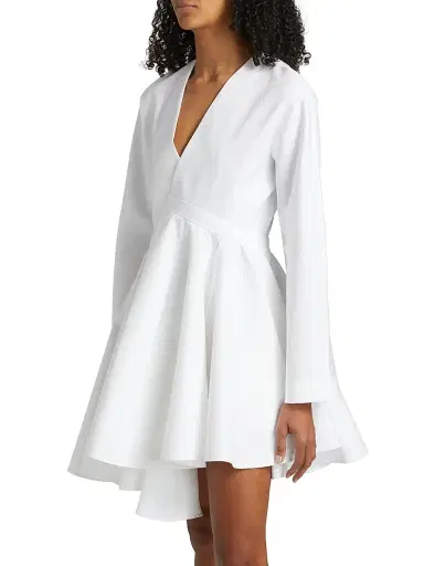 Alaïa Women's Asymmetrical Cotton Minidress - Blanc | Thumbnail 4 Alaïa Women's Asymmetrical Cotton Minidress - Blanc | Thumbnail 4