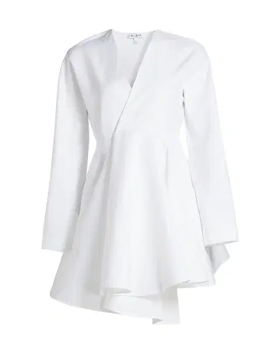 Alaïa Women's Asymmetrical Cotton Minidress - Blanc | Thumbnail 1 Alaïa Women's Asymmetrical Cotton Minidress - Blanc | Thumbnail 1