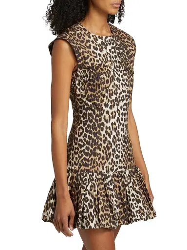 Ganni Women's Leopard-Print Cotton Corset Minidress - Leopard | Thumbnail 4 Ganni Women's Leopard-Print Cotton Corset Minidress - Leopard | Thumbnail 4