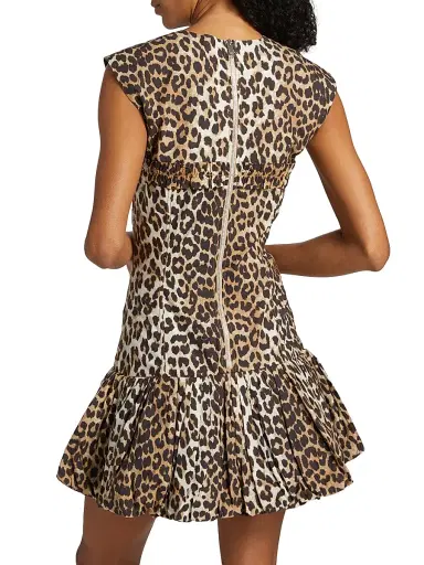 Ganni Women's Leopard-Print Cotton Corset Minidress - Leopard | Thumbnail 5 Ganni Women's Leopard-Print Cotton Corset Minidress - Leopard | Thumbnail 5