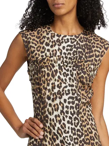 Ganni Women's Leopard-Print Cotton Corset Minidress - Leopard | Thumbnail 6 Ganni Women's Leopard-Print Cotton Corset Minidress - Leopard | Thumbnail 6