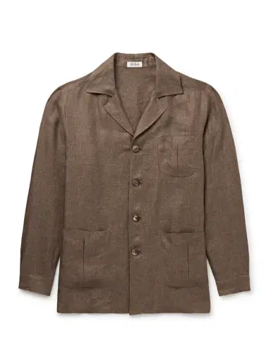 De Petrillo Slim-Fit Camp-Collar Linen Overshirt - Men | Thumbnail 1 De Petrillo Slim-Fit Camp-Collar Linen Overshirt - Men | Thumbnail 1