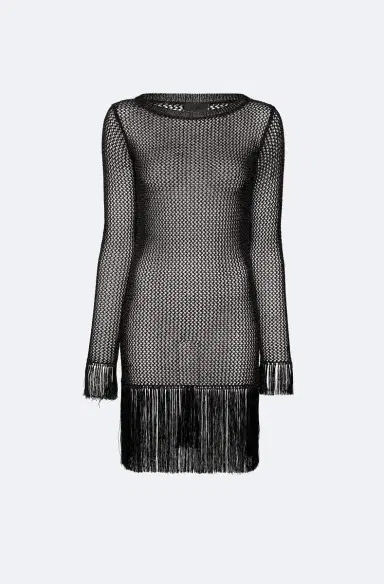 LAPOINTE Metallic Netting Fringe Mini Dress | Thumbnail 4 LAPOINTE Metallic Netting Fringe Mini Dress | Thumbnail 4