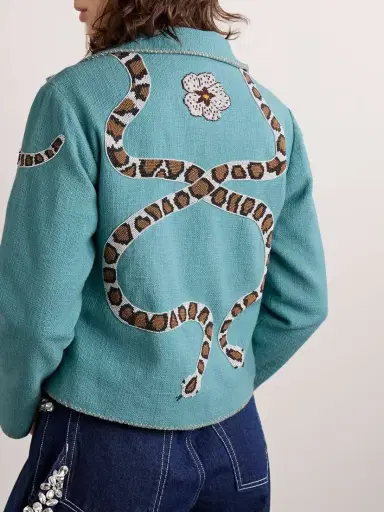 ALIX OF BOHEMIA Francis Bead-embellished Embroidered Cotton Jacket | Thumbnail 3 ALIX OF BOHEMIA Francis Bead-embellished Embroidered Cotton Jacket | Thumbnail 3