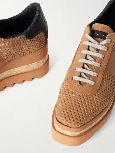 Stella McCartney Sneak-elyse Alter Canvas And Grosgrain-trimmed Perforated Platform Sneakers | Thumbnail 4 Stella McCartney Sneak-elyse Alter Canvas And Grosgrain-trimmed Perforated Platform Sneakers | Thumbnail 4