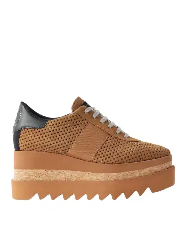 Stella McCartney Sneak-elyse Alter Canvas And Grosgrain-trimmed Perforated Platform Sneakers | Thumbnail 1 Stella McCartney Sneak-elyse Alter Canvas And Grosgrain-trimmed Perforated Platform Sneakers | Thumbnail 1