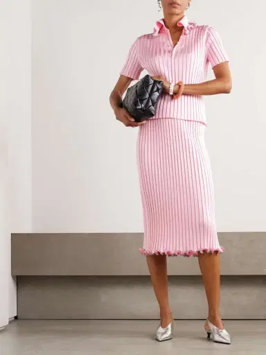 Jil Sander Bead-embellished Ribbed-knit Polo Shirt | Thumbnail 2 Jil Sander Bead-embellished Ribbed-knit Polo Shirt | Thumbnail 2