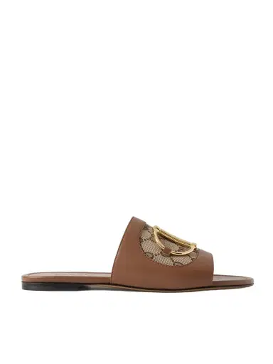 Gucci Alfa Horsebit-embellished Canvas-jacquard And Leather Slides | Thumbnail 1 Gucci Alfa Horsebit-embellished Canvas-jacquard And Leather Slides | Thumbnail 1