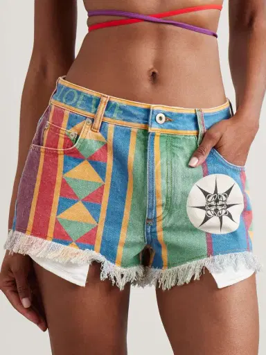 Loewe + Paula's Ibiza Frayed Printed Denim Shorts | Thumbnail 3 Loewe + Paula's Ibiza Frayed Printed Denim Shorts | Thumbnail 3