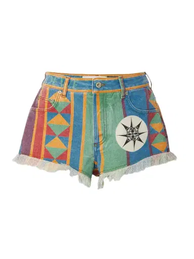Loewe + Paula's Ibiza Frayed Printed Denim Shorts | Thumbnail 1 Loewe + Paula's Ibiza Frayed Printed Denim Shorts | Thumbnail 1