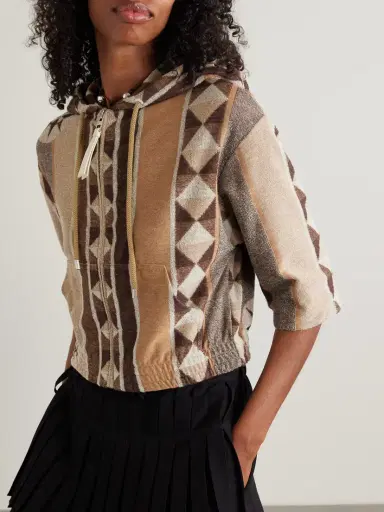 Loewe + Paula's Ibiza Cropped Jacquard-woven Cotton-blend Terry Hoodie | Thumbnail 3 Loewe + Paula's Ibiza Cropped Jacquard-woven Cotton-blend Terry Hoodie | Thumbnail 3