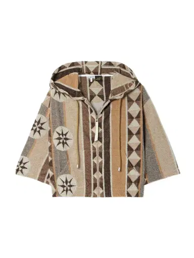 Loewe + Paula's Ibiza Cropped Jacquard-woven Cotton-blend Terry Hoodie | Thumbnail 1 Loewe + Paula's Ibiza Cropped Jacquard-woven Cotton-blend Terry Hoodie | Thumbnail 1