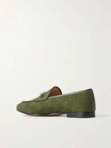 Gucci Jordaan Horsebit-detailed Leather-trimmed Canvas-jacquard Loafers | Thumbnail 3 Gucci Jordaan Horsebit-detailed Leather-trimmed Canvas-jacquard Loafers | Thumbnail 3
