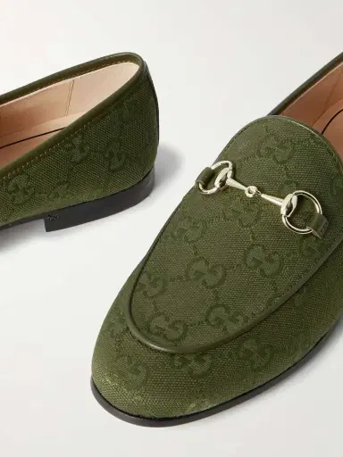 Gucci Jordaan Horsebit-detailed Leather-trimmed Canvas-jacquard Loafers | Thumbnail 4 Gucci Jordaan Horsebit-detailed Leather-trimmed Canvas-jacquard Loafers | Thumbnail 4