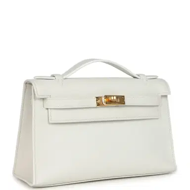 HERMÈS Hermes Kelly Pochette White Swift Gold Hardware | Thumbnail 2 HERMÈS Hermes Kelly Pochette White Swift Gold Hardware | Thumbnail 2