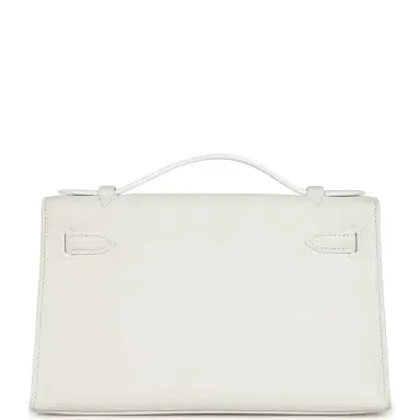 HERMÈS Hermes Kelly Pochette White Swift Gold Hardware | Thumbnail 5 HERMÈS Hermes Kelly Pochette White Swift Gold Hardware | Thumbnail 5